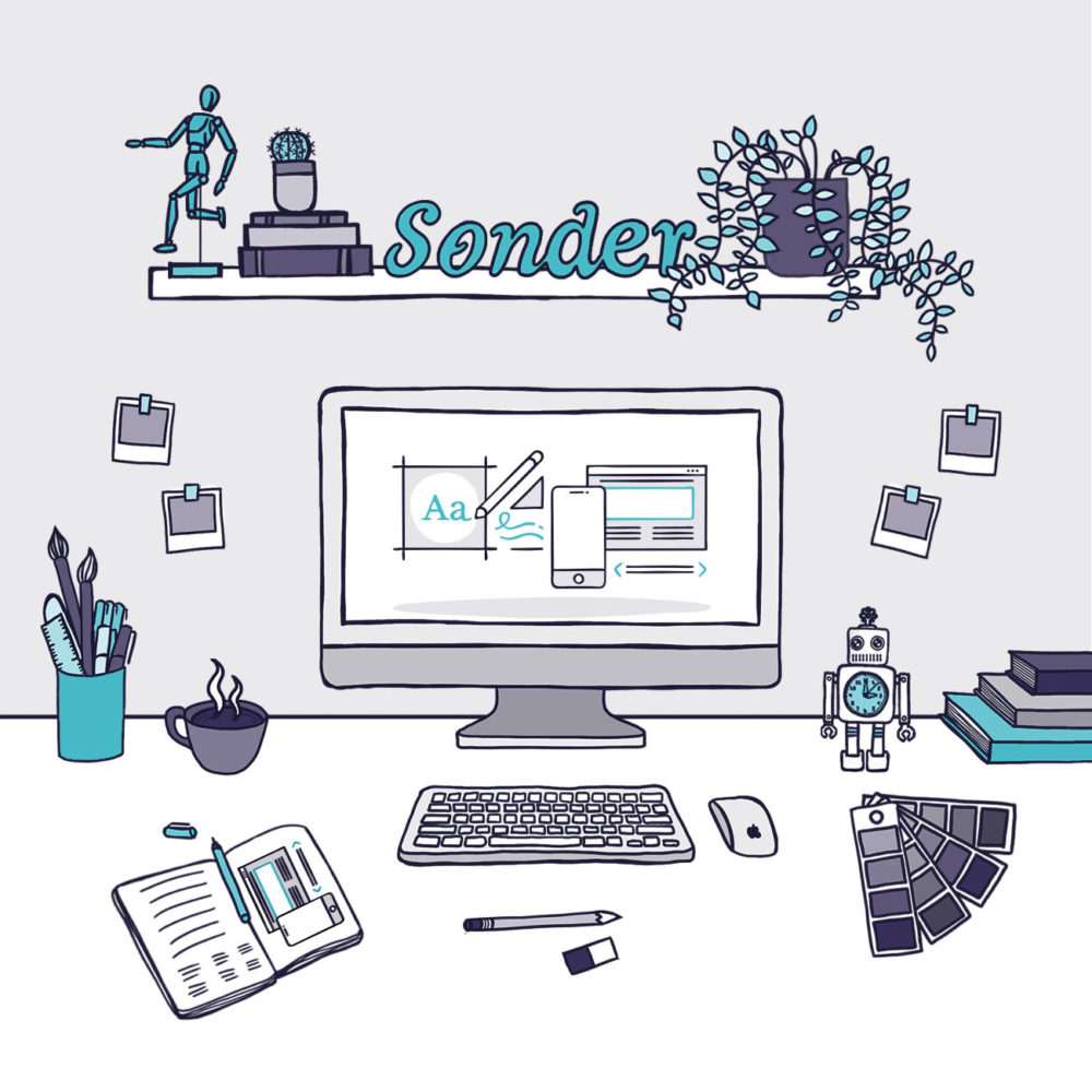 Sonder contest illustration of website deisgn office